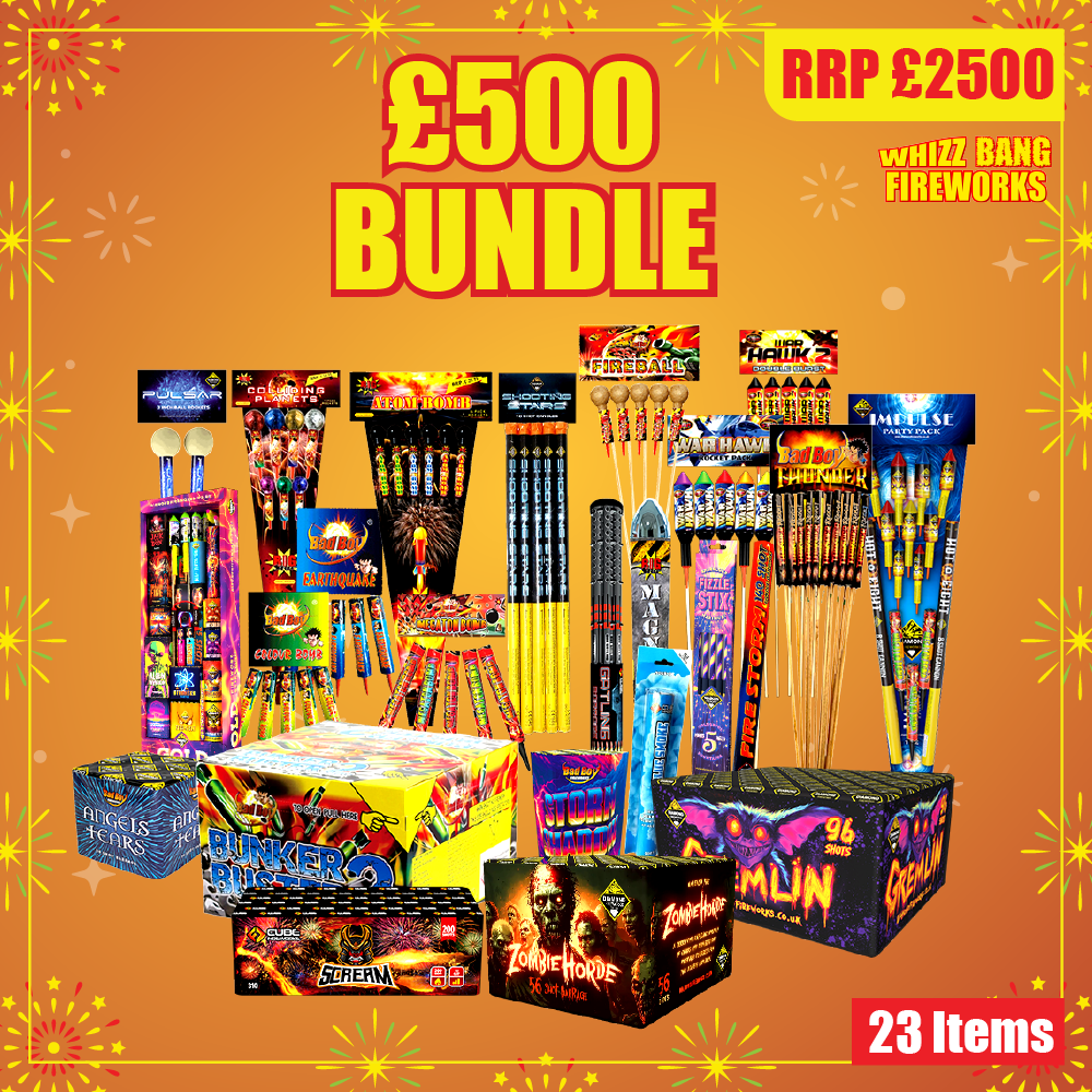 Small Firework Packages £500 Bundle | 23 Firework Pre-Made Bundle | WhizzBang Fireworks