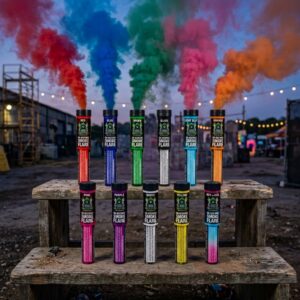 Coloured Smoke Flare | Hand Held | Encrypted Fireworks - Blue, Orange, Pink, Purple, Black, White, Green, Red, Yellow