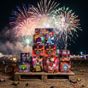 The Hercules Bag | 398 Shots Over 11 Piece Barrage Bag | Cube Fireworks