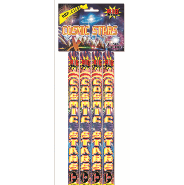 Cosmic Stars | 4 Large 5 Shot Roman Candles | Big Star Fireworks